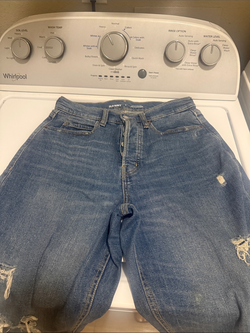Old Navy Medium Blue Distressed Boyfriend Jeans